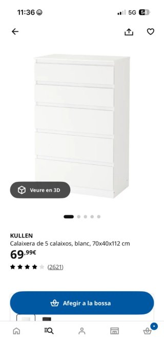 Cajoneras Kullen blancas 5 cajones Ikea
