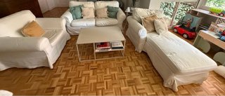 Conjunto sofá, sillón y chaise longue