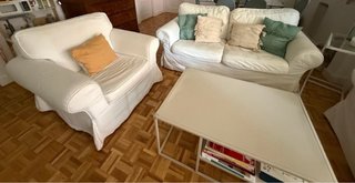 Conjunto sofá, sillón y chaise longue