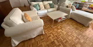 Conjunto sofá, sillón y chaise longue