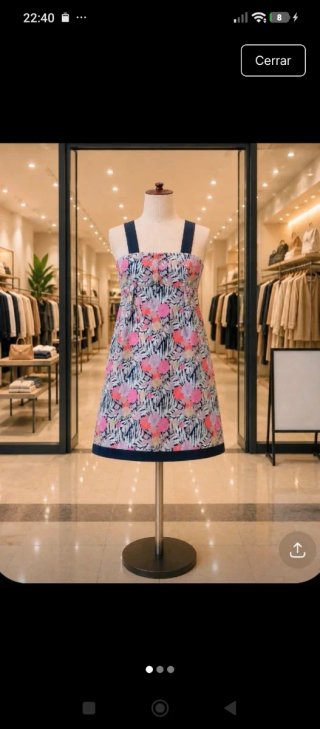Vestido Multicolor con Tirantes de Zara