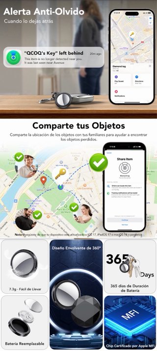 4 Smart Tracker Tag Localizador iOS Buscar Apple