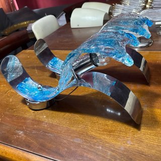 Coppia Applique Vetro Mazzega Acciaio Cromato