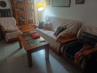 Tresillo tela y madera