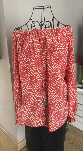 Blusa seda escote Bardot estampada
