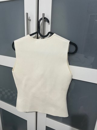 Conjunto Chaleco y Falda Zara Beige Nuevo