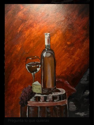Bodegón Vino, Uvas y Queso