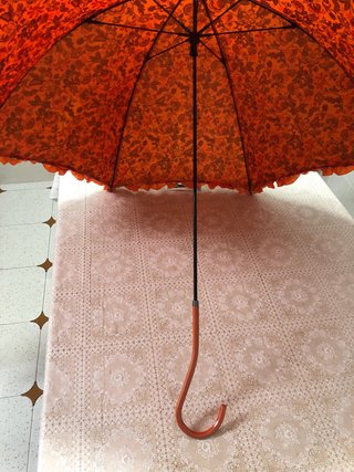 Paraguas Romanelli Vintage Floral Naranja Nuevo