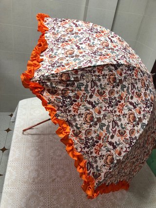 Paraguas Romanelli Vintage Floral Naranja Nuevo