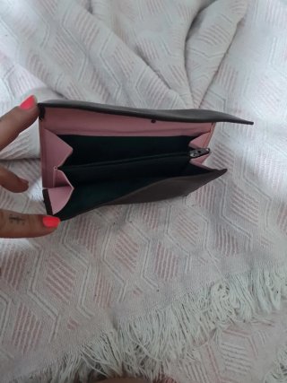 Billetera marrón y rosa genuine leather