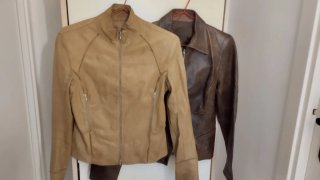 Chaquetas de cuero marrón y beige