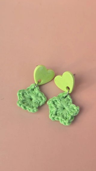 Pendientes crochet corazón y estrella