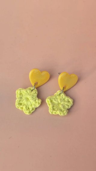 Pendientes crochet corazón y estrella
