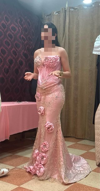 Vestido de boda gitana rosa y dorado