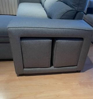 Sofá cama chaise longue gris tela