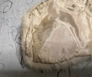 Bufanda/Estola Piel Auténtica Beige/Blanca