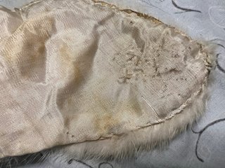 Bufanda/Estola Piel Auténtica Beige/Blanca