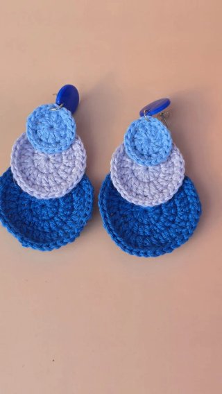 Pendientes crochet círculos verde y naranja