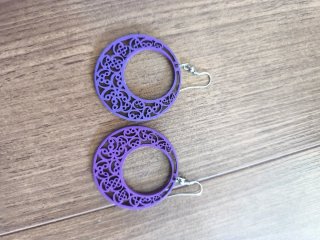 Pendientes madera morados artesanales
