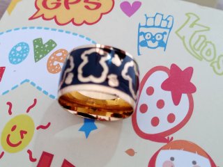 Anillo Acero Inoxidable Talla 18 Negro Dorado