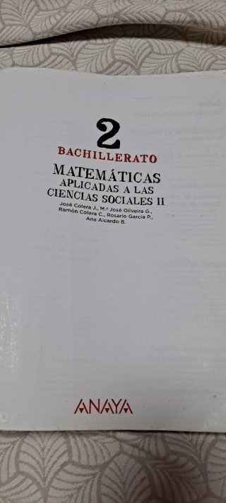 Libro matemáticas 2o. Bachillerato
