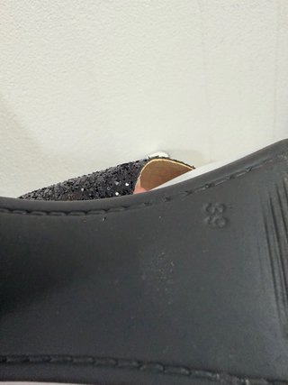 Sandali eleganti con tacco glitter nero