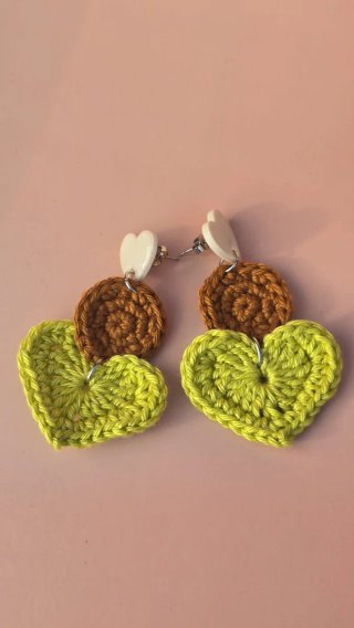 Pendientes Crochet Corazón y Círculo