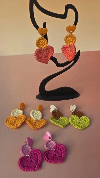 Pendientes Crochet Corazón y Círculo