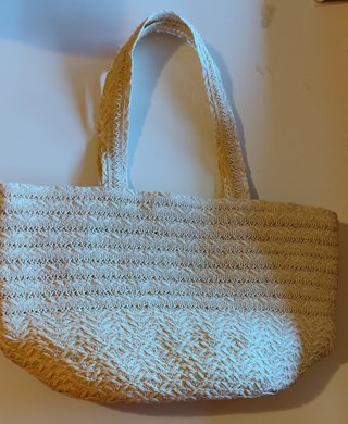 Bolso rafia beige/amarillo con cremallera