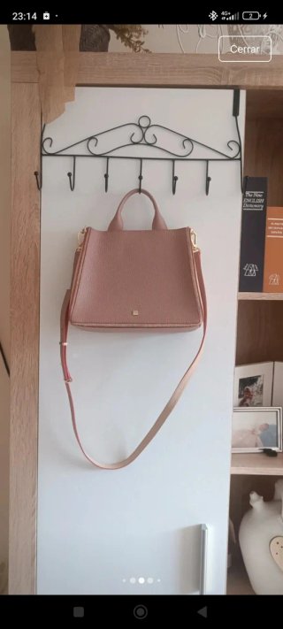Bolso Piel Purificación García Beige/Rosa
