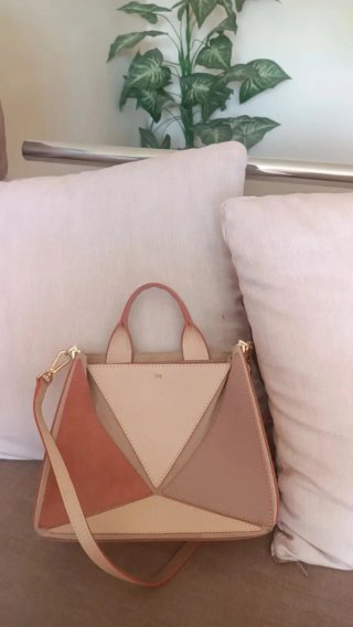 Bolso Piel Purificación García Beige/Rosa