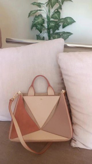Bolso Piel Purificación García Beige/Rosa