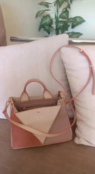 Bolso Piel Purificación García Beige/Rosa