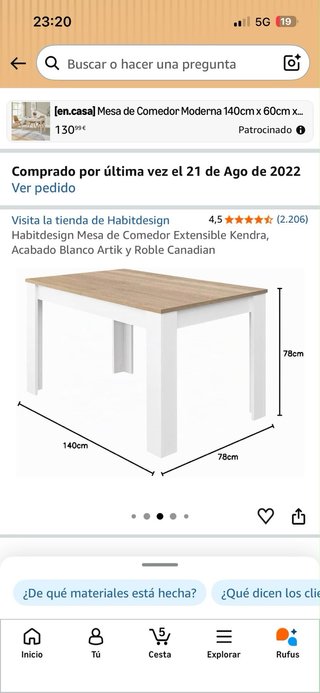 Mesa de comedor + 4 sillas