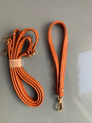 Correa y asa para bolso marrón y dorado