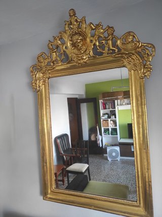 Espejo antiguo pan de oro tallado a mano