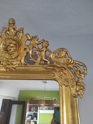Espejo antiguo pan de oro tallado a mano