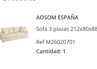 Sofá 3 plazas beige pana