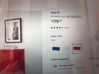 Armario Ikea PS rojo metal