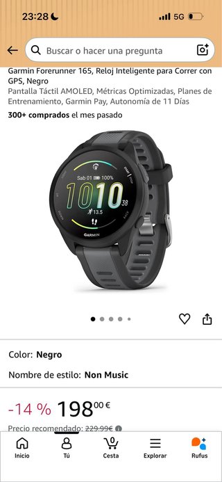 Garmin Forerunner 165 GPS Running Smartwatch