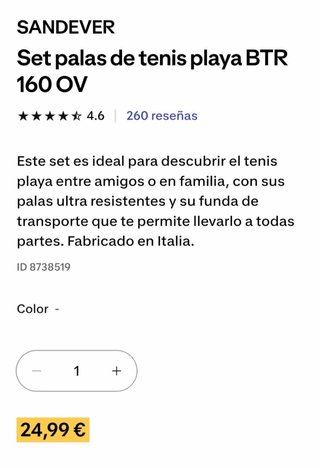 Set Palas Tenis Playa + 3 Pelotas