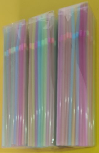 Pack 300 pajitas flexibles fluorescentes Mondis