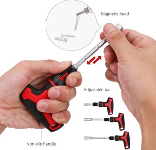 Juego destornillador y llave carraca, magnético