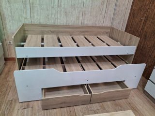 Cama nido 90 cm madera y blanco