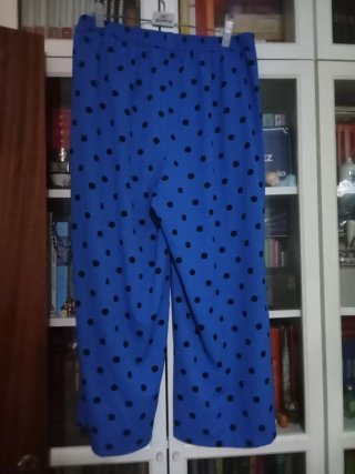 Pantalón ancho,cintura elástica, azul lunares T.XX