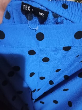 Pantalón ancho,cintura elástica, azul lunares T.XX