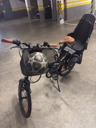 Bicicleta Moma Plegable con Cesta y Portabebé