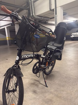Bicicleta Moma Plegable con Cesta y Portabebé