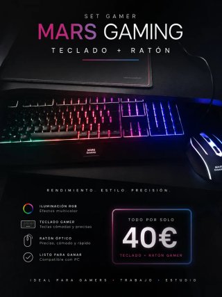 Mars Gaming Teclado y Ratón PC RGB