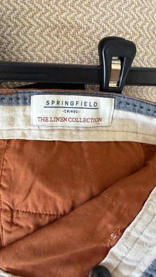 Bermudas de lino color marrón/naranja